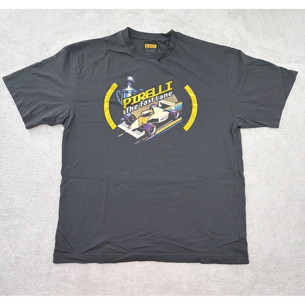 Vintage Pirelli "The Fast Lane" Graphic Tee. Mens Size XL Gray Racecar NWOT